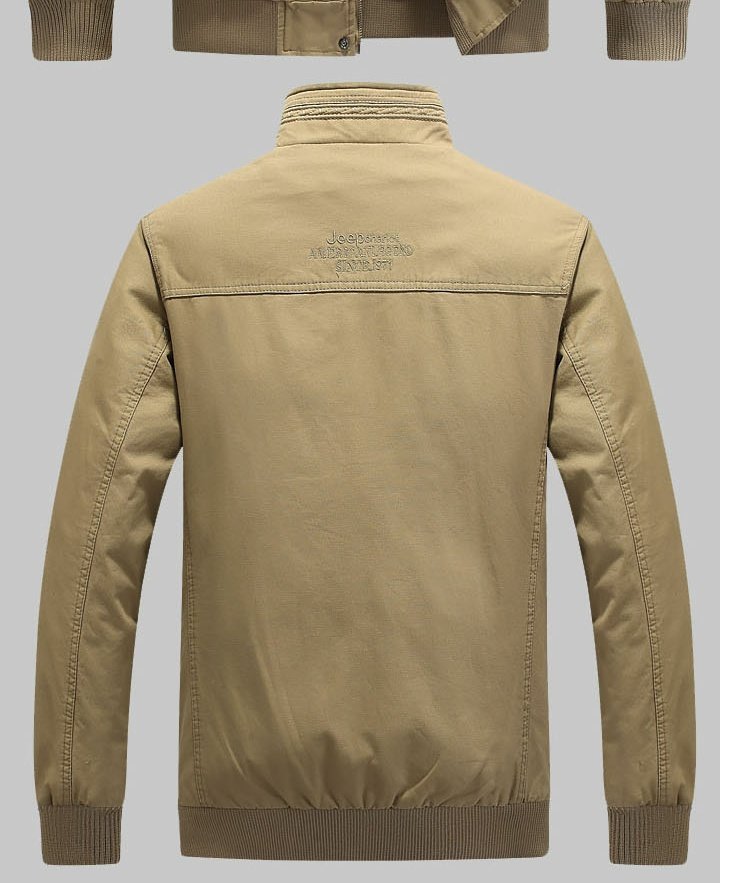 Jeep Chariot Áo khoác nam mùa thu Đồng phục quân đội Đứng cổ áo ngắn cho nam Casual Cotton thường áo khoác dài