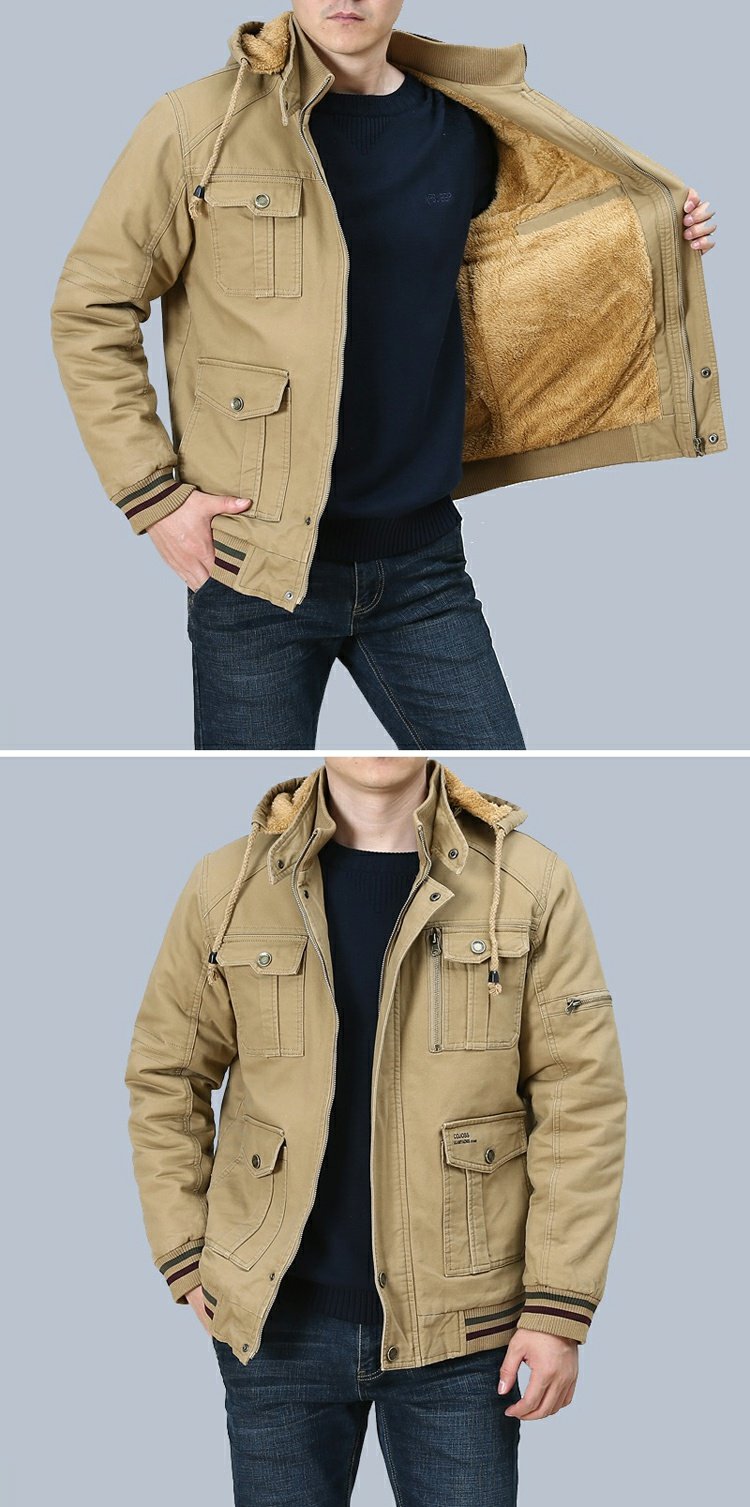 Xe ngựa Jeep / Xe ngựa Jeep cộng với nhung dày áo khoác nam cotton Áo khoác nam bình thường quần áo mùa đông quần áo cotton áo bò nam
