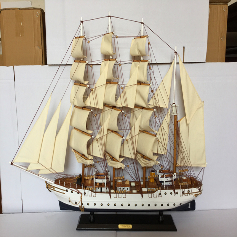 Mediterranean sail boat model Solid wood boat ornaments Smooth sailing Craft gift ornaments Boat mold decoration boat ornaments promotion