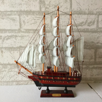 Wooden decorative sailing boat model Solid wood craft boat Mediterranean style ornaments Smooth sailing gifts