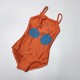 Small and medium-sized children's triangular one-layer cherry suspender swimsuit