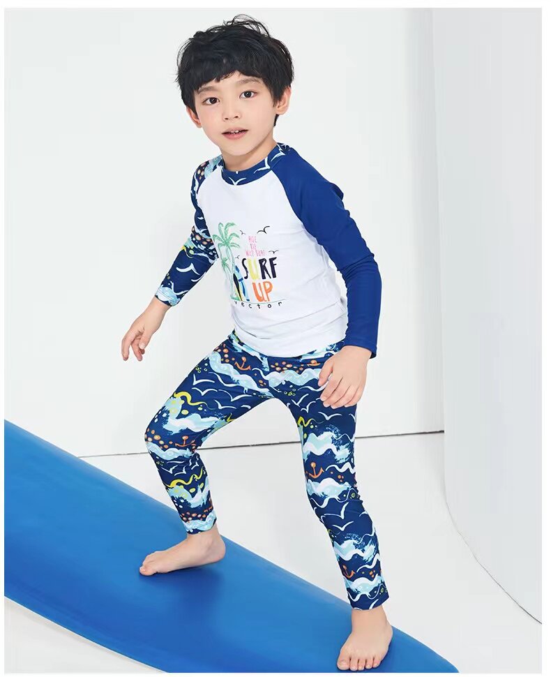 Amber High-end Boy Two Sets Split Swimsuit Spa Holiday Long Sleeve Warm Swimming Pool Special-Taobao