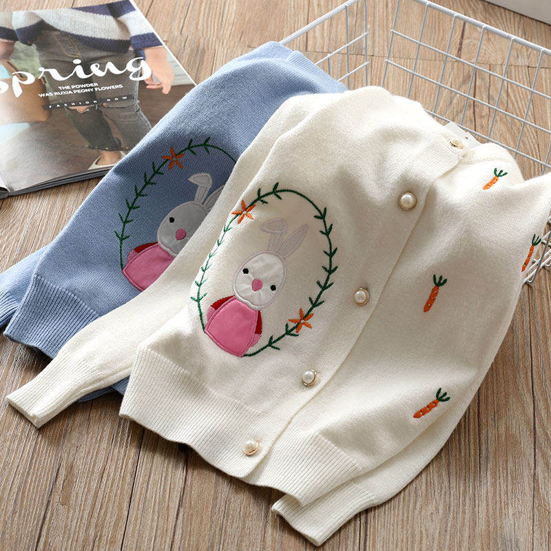 Girl sweaters cardio-hoodie Korean version of children's clothing thin jacket Spring and autumn Ocean sends children's knitted sweatshirt baby 2022 spring new