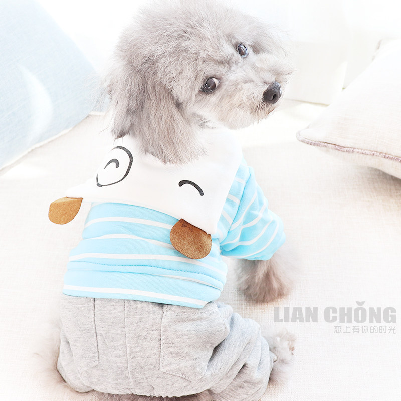 Clearance dog cartoon four-legged clothes winter clothes thickened teddy bear small dog puppy pet spring and autumn thin section