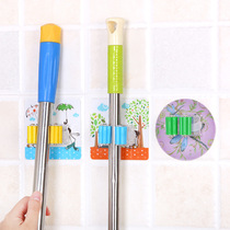 Punch-free hanging mop rack bathroom mop hook bathroom sticky hook broom hanger card seat mop clip