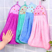 Coral velvet thickened dish cloth does not fall off the hair rag Kitchen absorbent towel Hand towel Dish towel hanging type