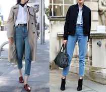 European and American retro high waist slim lifting hip BF Boyfriend jeans old cone loose small feet Haren pants women