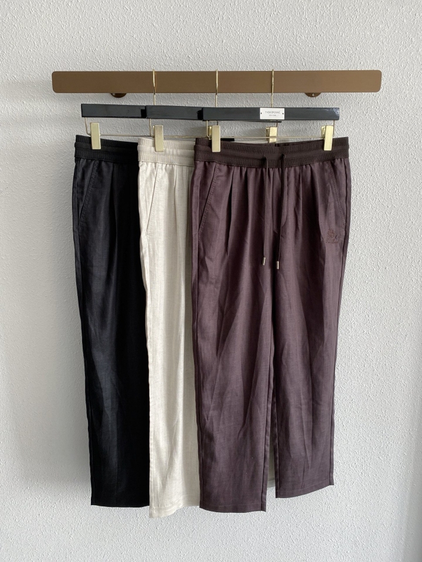 Italian Lp Men's Clothing 26Ss Spring/Summer New Old Money Style Business Straight-Leg Pants Drawstring Comfortable Linen Casual Pants Thin