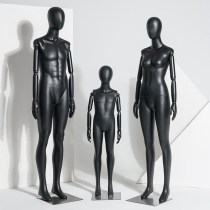Matt black model props female full body couple clothing store window display stand solid wood hand parent-child male model stand