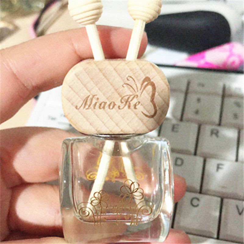 10ML air outlet perfume hanging bottle, essential oil hanging bottle, polished bronzing style, wooden cap bottle
