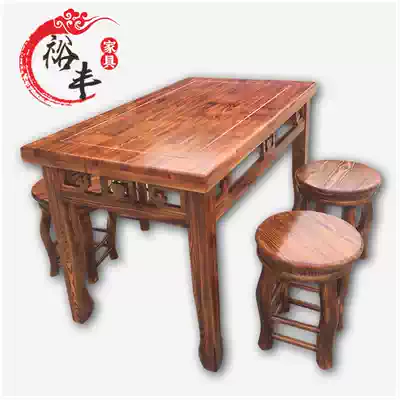 Antique skewer fragrant pot noodle restaurant Hotel snack bar cabinet fast food food stall Solid wood table and chair Chongqing noodle table and chair