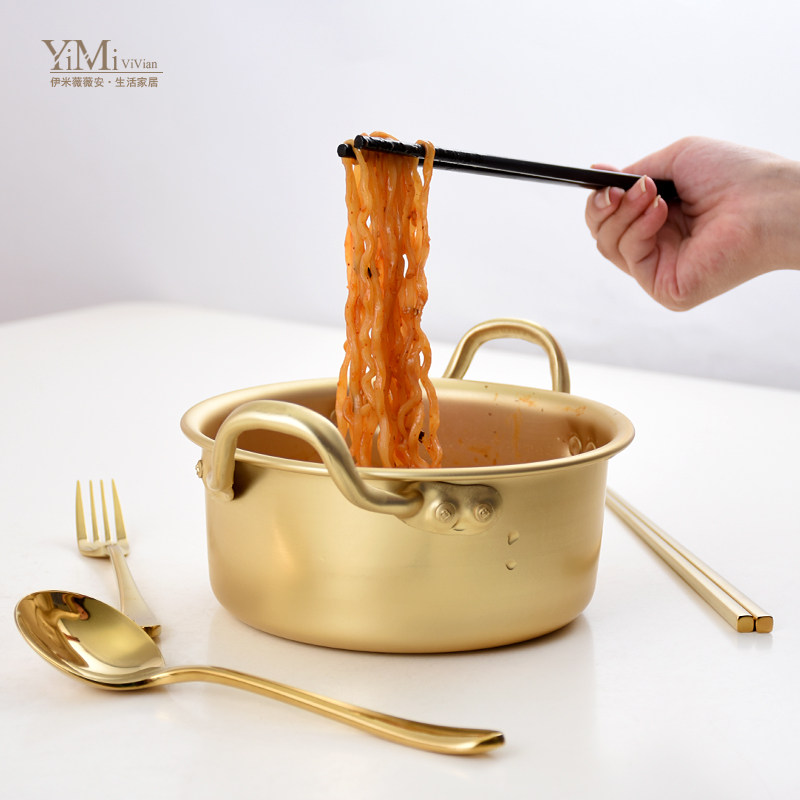 Korean Bubble Noodle Pan Shake the same Korean style net red foam noodles small canteen gold ranoodle pan small cooking pan Bubbling Noodle Thever