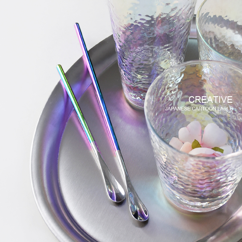 Day Style Style 304 Stainless Steel Long Handle Spoon Coffee Spoon Dazzling Handle Ice Spoon Honey Spoon Cocktail Wine