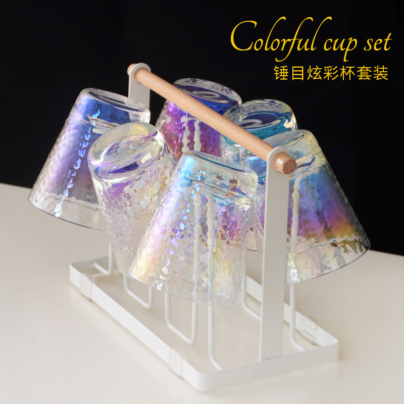 Day Style Creative Hammer Destination Text-colored Glass Cups Suit Home Drinks Cups Wine Cups Water Cups Ionic Plated