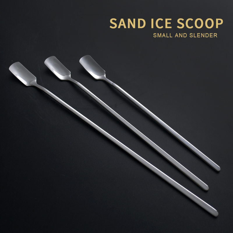 Stainless steel stirring spoon lengthened ice Sand Ice Spoon Ice Cream Spoon Milk Tea Sand Ice Spoon Bar more cold Drink