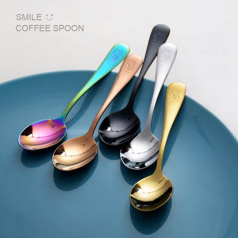 Creative Stainless Steel Smiles Coffee Spoon Home Spoon Ice Cream Spoon Coffee Stirring Spoon Sweet Spoons Child Spoon Tablespoon