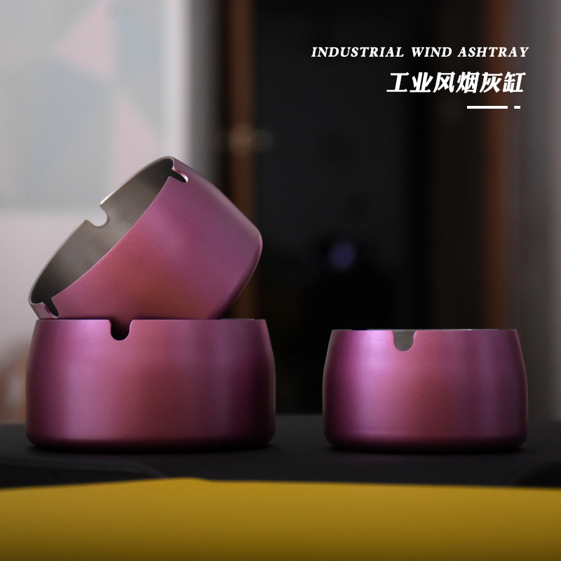 Personalized ins wind ashtray Violet metal home living room stainless steel creative industrial wind decoration ornaments
