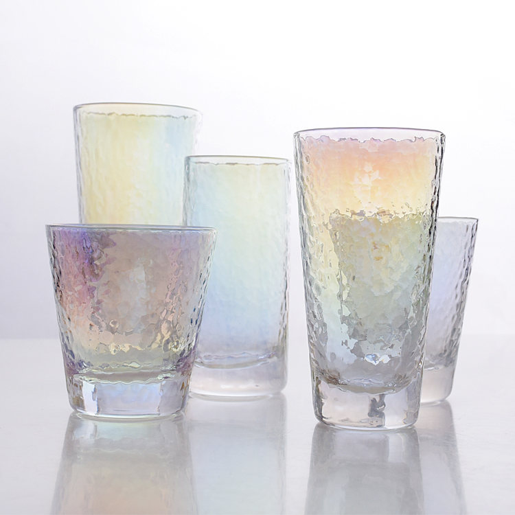 YIMIVIVIAN Colorful hammered glass household water cup Juice cup Teacup Wine glass Beverage cup High temperature resistance