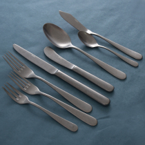 Retro frosted old stainless steel knife and fork Japanese western tableware main meal knife fork spoon long handle spoon fruit fork coffee spoon