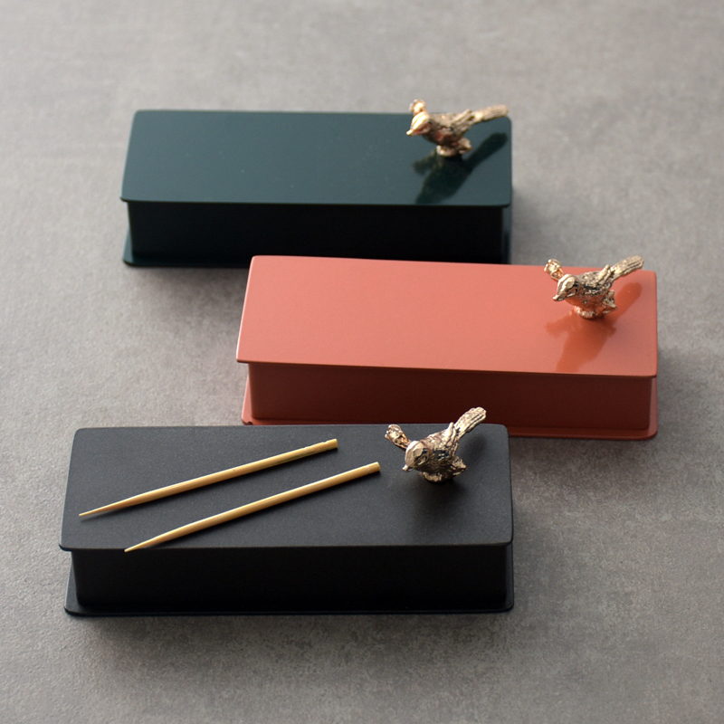 Home personality creative living room light luxury toothpick box stainless steel living room dining room hotel toothpick jar toothpick storage box