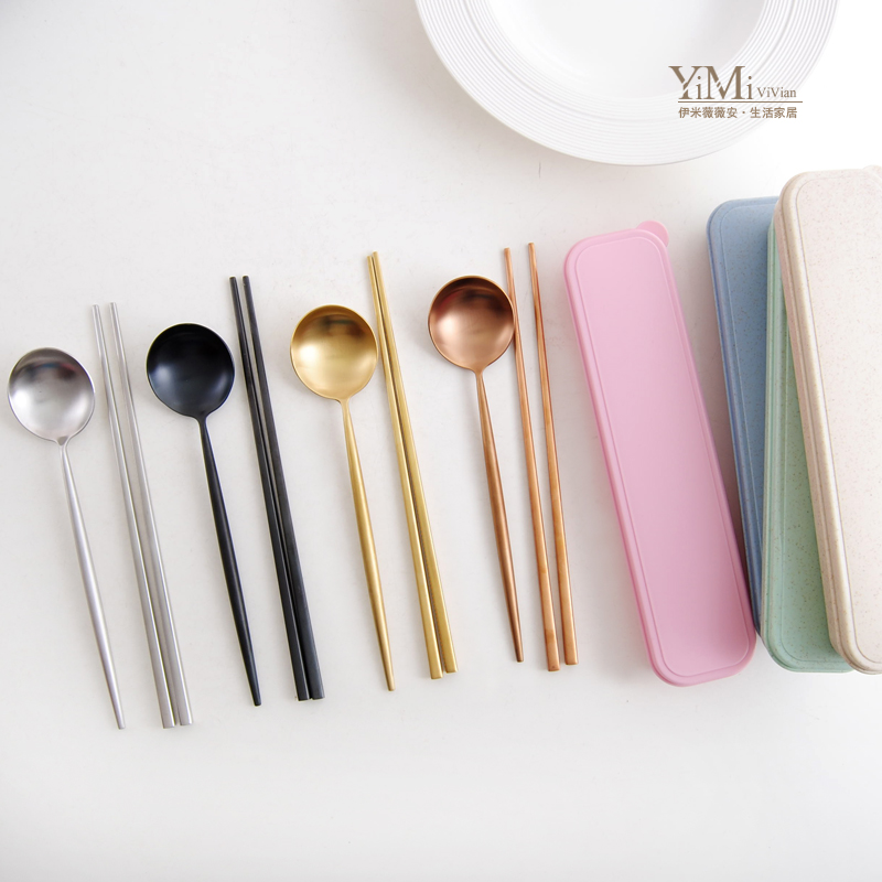 Portuguese Style 304 Stainless Steel Chopsticks Spoon Fork Suit Eurostyle Golden West Cutlery Home Chopsticks Spoon Fork