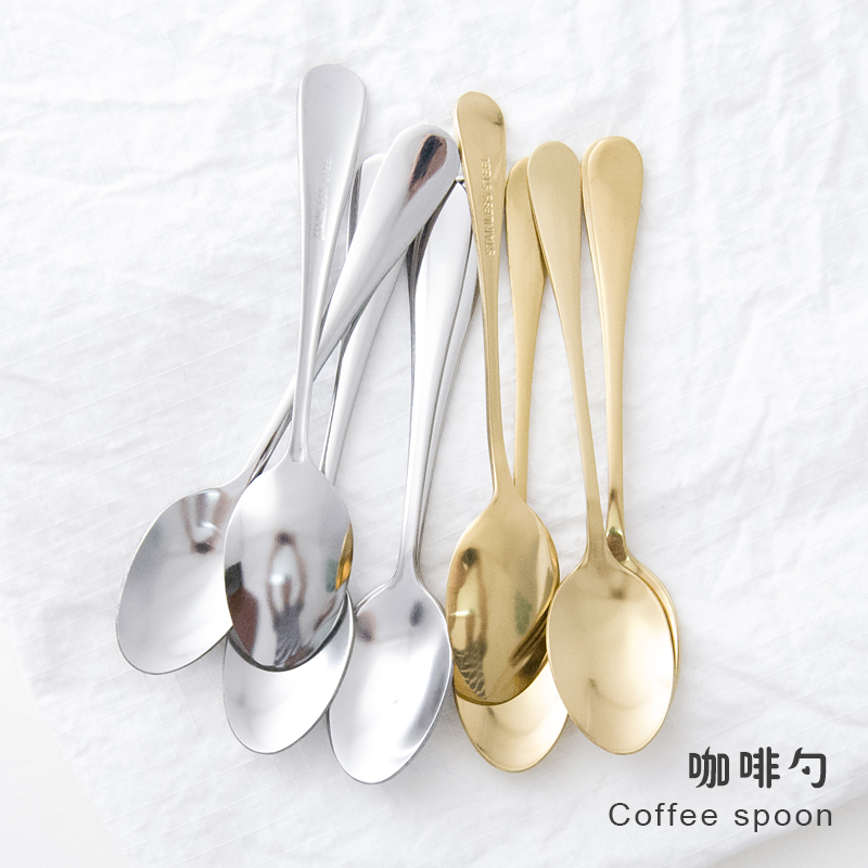 Gold household dining room 430 stainless steel stir coffee spoon dessert spoon snack spoon stainless steel coffee spoon