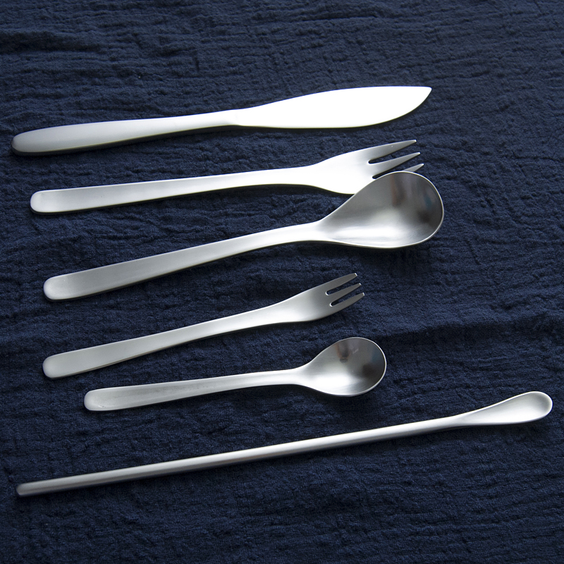 Japan Willow Leaf Origin Design Knife Fork Set 304 Stainless Steel Matt Retro Home West Dining Fork Cutlery Spoon