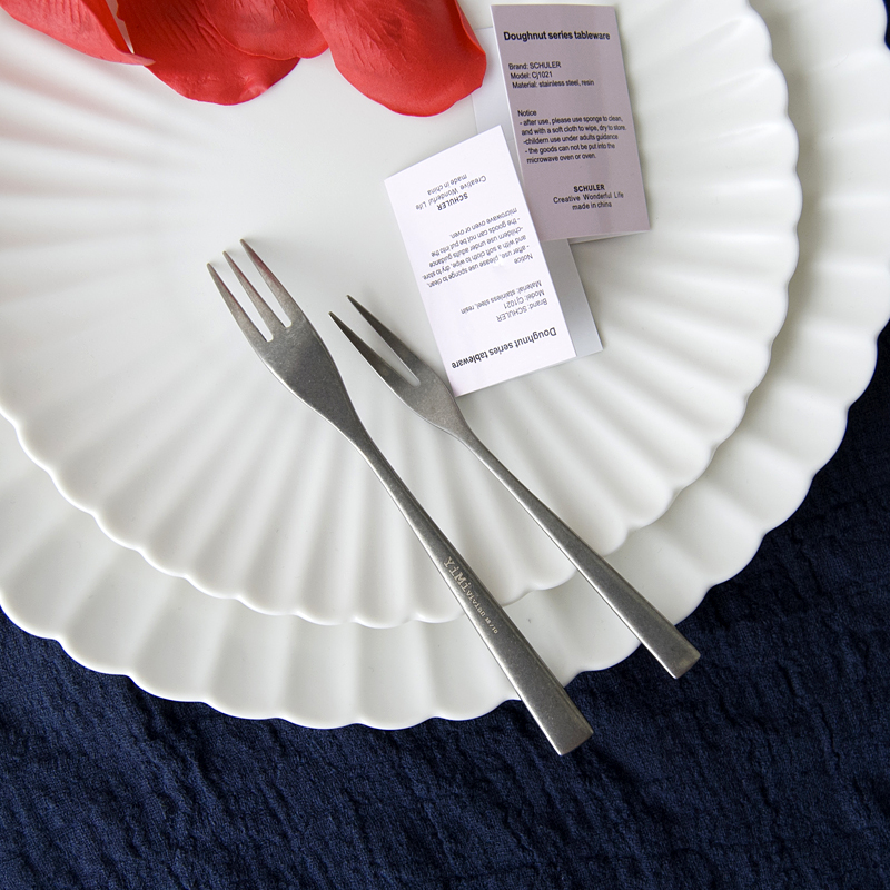 Creative Japan Retro 304 Stainless Steel Fruit Fork West Meal Fork Mooncake Fork Fruit Sign Sweet Pitchfork Cake Fork