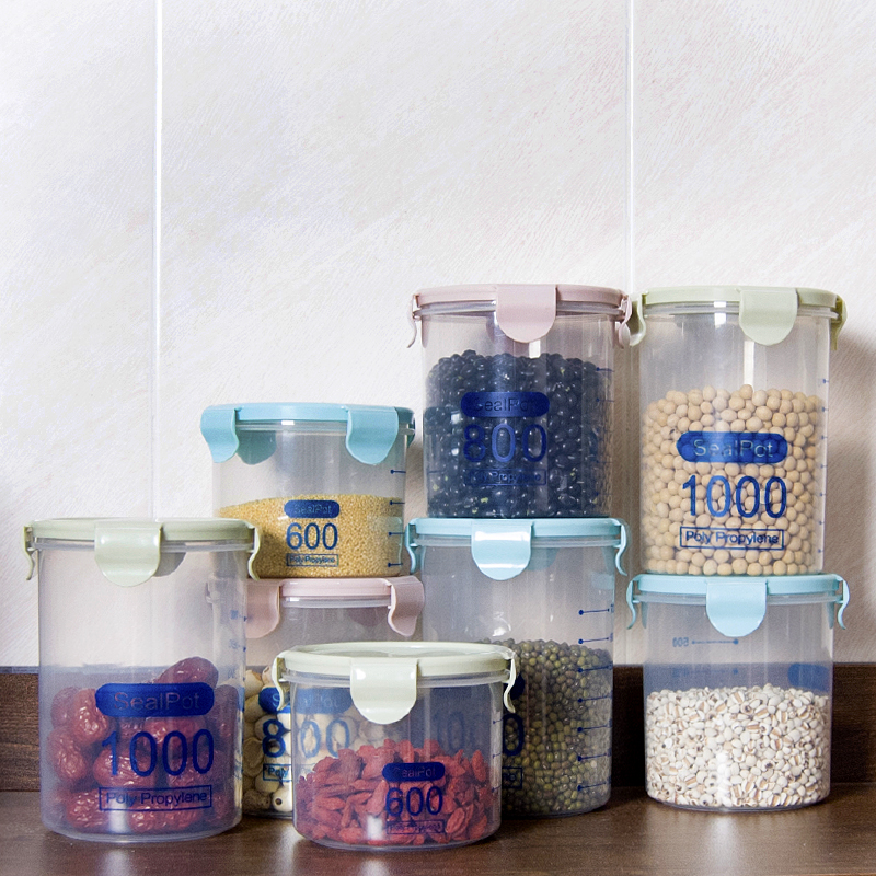 Home Dining Hall Transparent Plastic Sealed Jars Milk Powder Cans Food Jars Kitchen Five Grain Cereals Containing Box Storage Tank