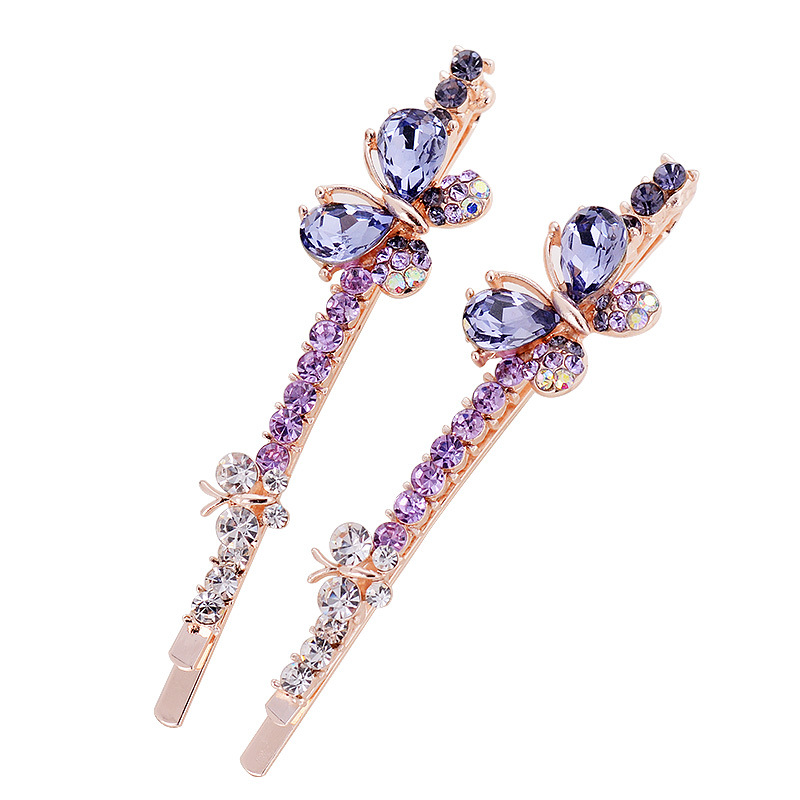 Oops! lined with Korean version of butterfly knot hair clip inlaid drill side clip and sea clip fashion crystal haircut hair clip