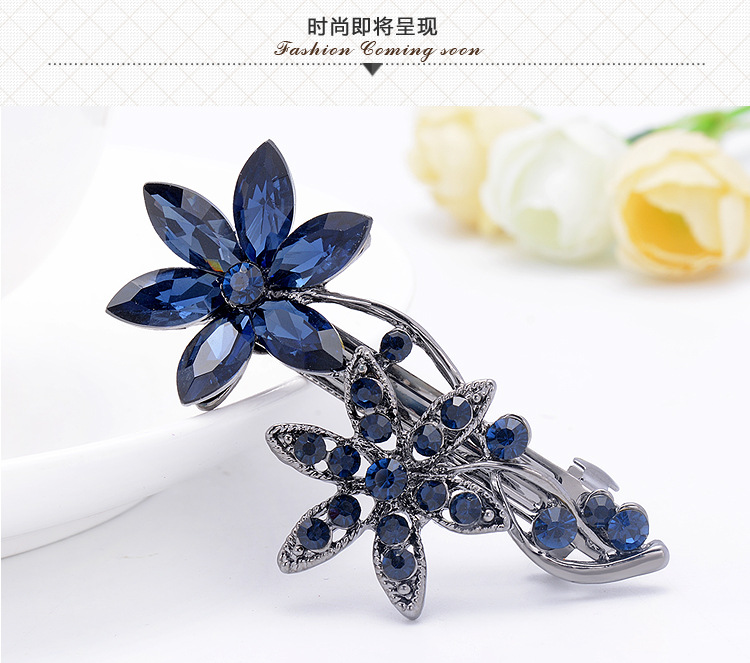 Oops, crossclip new female type alloy inlaid drill hairpin Creative imraw flower hairpin crystal spring hairpin