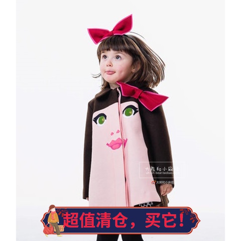 Clearance non-returnable spot little goodall winter wool coat Girls pink bow coat