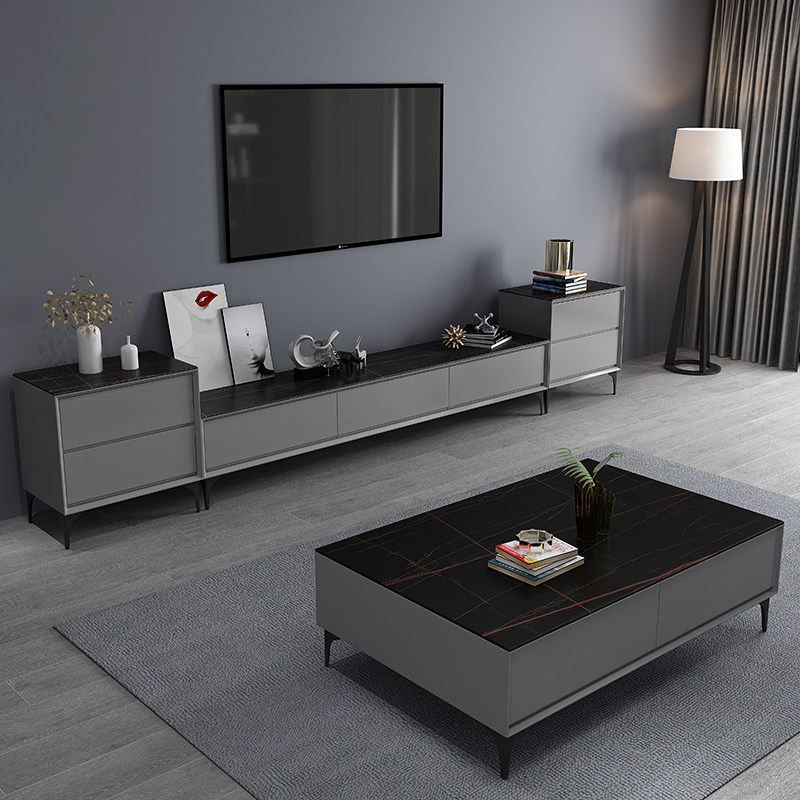Nordic Italian minimalist rock tablet cabinet combination modern minimal small family marble suite economy