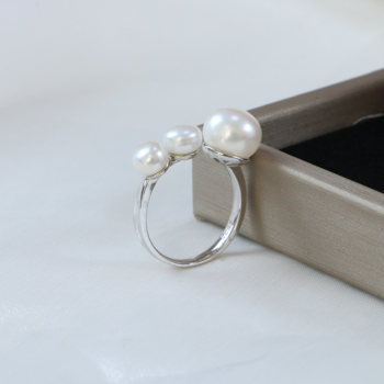 5-9mms925 silver freshwater pearl ring (open ring)