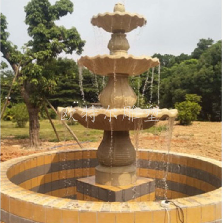 Sandstone Sculpture Sandstone Pendulum Large Spray Pool Fountain Fiberglass Sculpture Community Building Disc Decorated Spray Pool