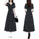 2023 summer new fashion French polka dot silk dress large size waist slimming temperament mulberry silk dress