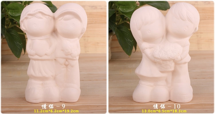 Cặp vợ chồng búp bê gốm trắng trống trẻ em đồ chơi giáo dục thủ công tô màu Doodle DIY heo đất Vẽ khuôn - Tự làm khuôn nướng khuôn oval