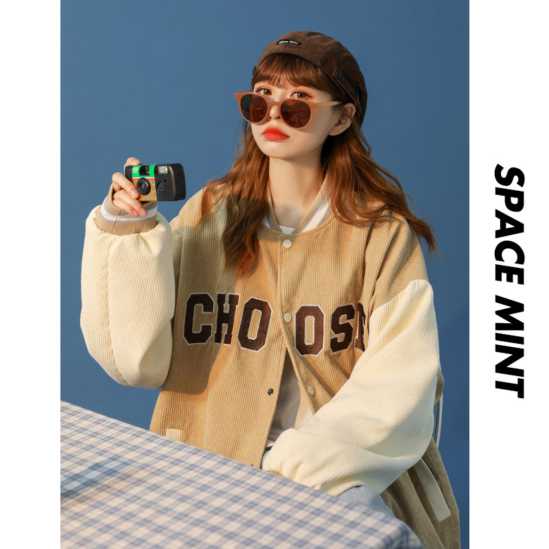 Mint planet baseball collar color matching coat women's letters embroidered autumn 2021 new tide brand student jacket