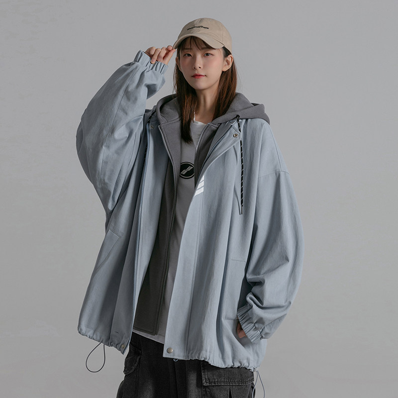 Mint Planet new bf fake two-piece jacket female loose spring student neutral fashion tooling hooded jacket