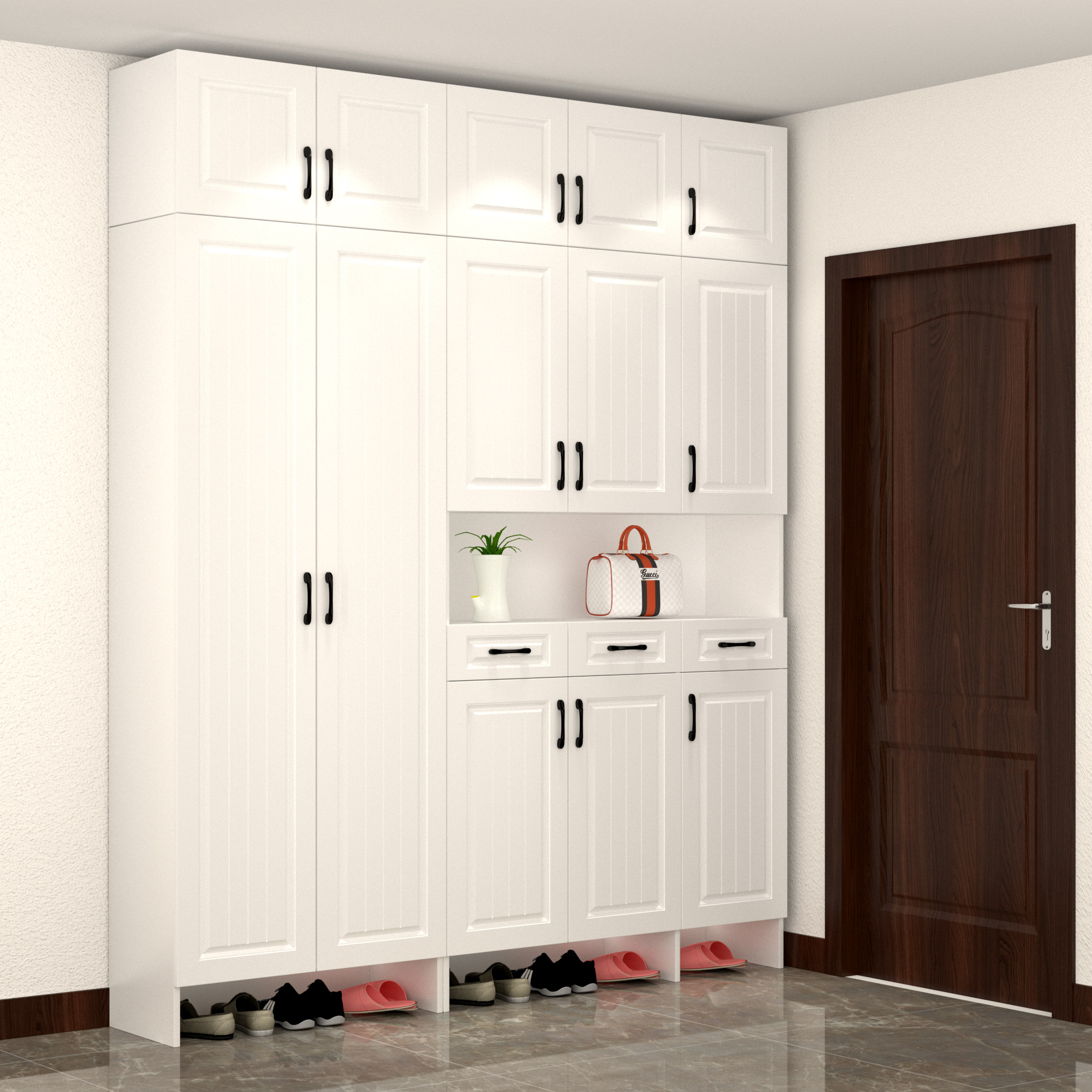 Doorway Shoe cabinet Home entry door Large capacity LARGE CAPACITY XUAN CABINET INTEGRATED CLOSE TO WALL MULTIFUNCTIONAL CONTAINING CABINET DOOR HALL CABINET