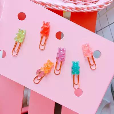 Cartoon cute girl heart ins gummy bear clip clip needle student stationery pin hand account this accessory clip needle