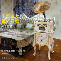 Gramophone white retro living room European vinyl record player old-fashioned antique streamer gramophone big horn