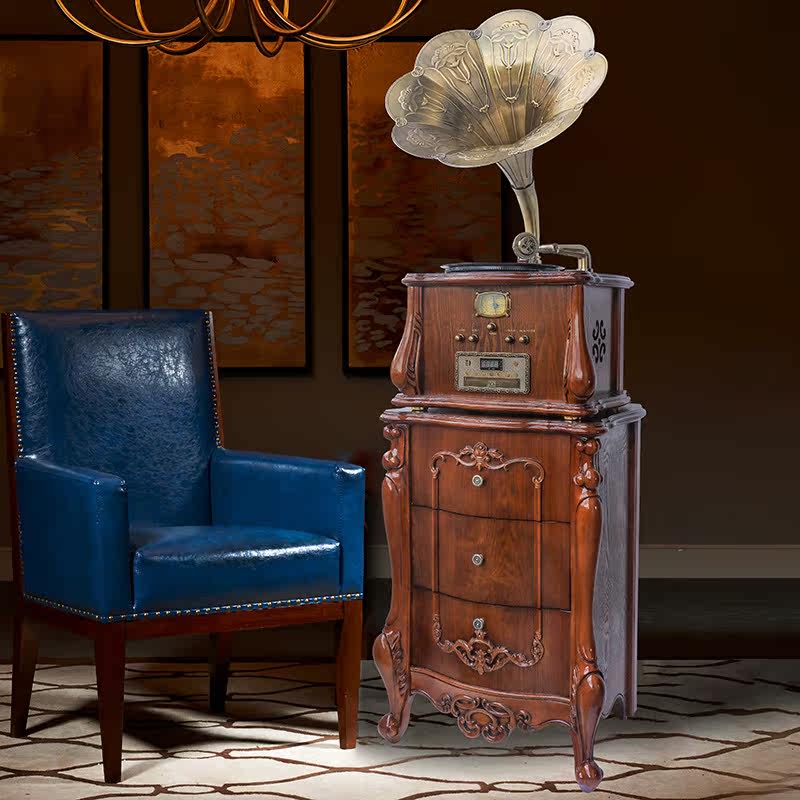 This ink gramophonic machine retro-livingroom European-style solid wood black adhesive record machine imitation ancient flow sound machine Bluetooth Remain recorder B29
