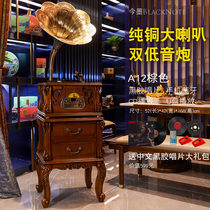 Jinmo Gramophone Retro Living Room European-style Solid Wood Vinyl Record Player Antique Flow Sound Machine Bluetooth Gramophone A12