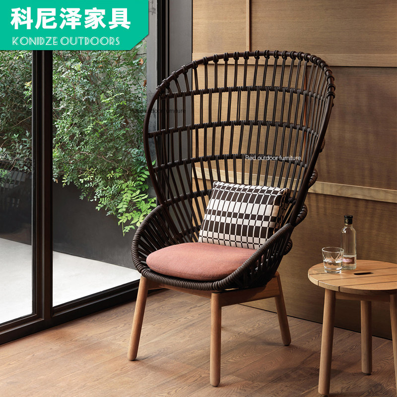 Outdoor sofa rattan chair Nordic rattan sofa rattan garden living room courtyard garden balcony leisure model room furniture