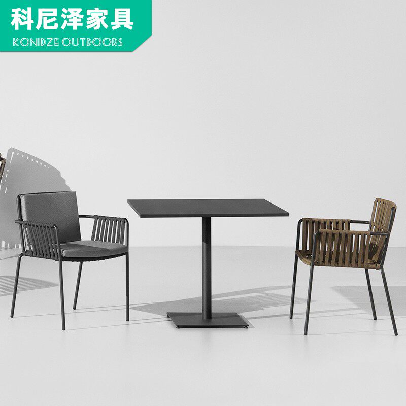 Outdoor table and chairs courtyard leisure dining table Nordic balcony rattan chair three-piece set outdoor garden terrace outdoor table combination