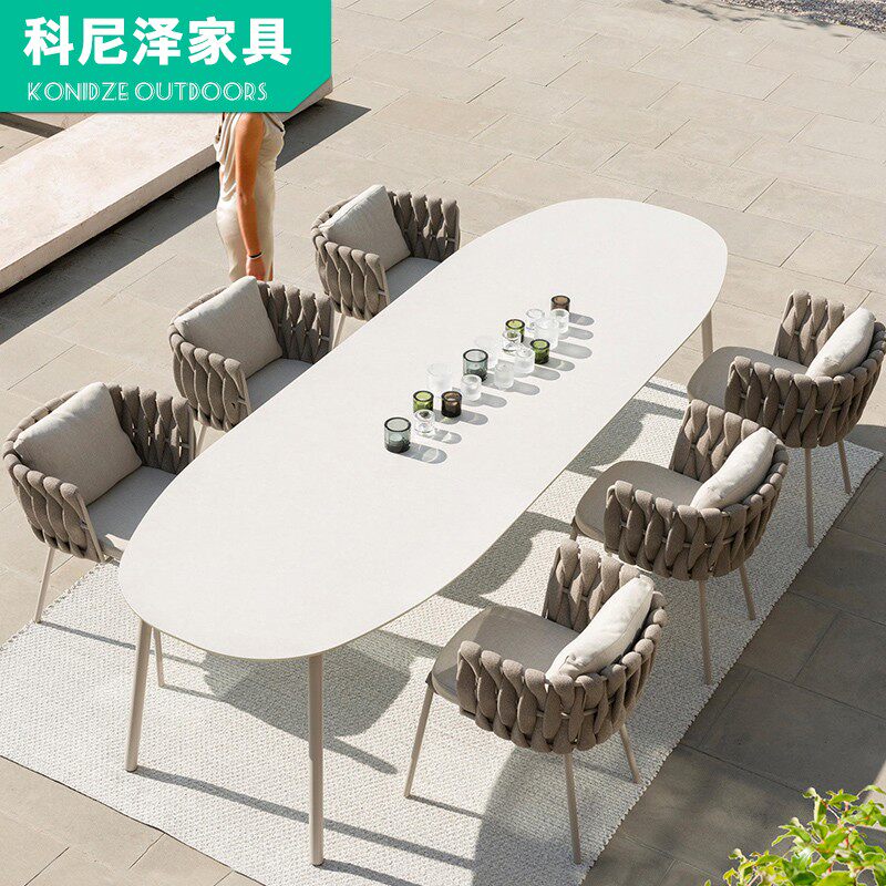 Villa outdoor table and chair courtyard garden balcony leisure rattan chair designer outdoor greenhouse homestay rattan table and chair