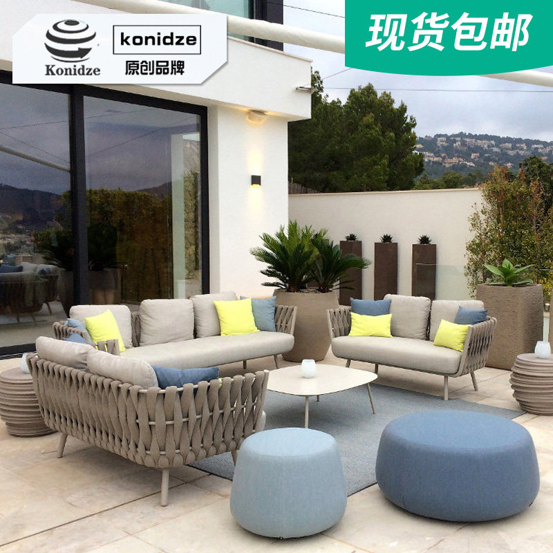 Nordic outdoor sofa villa balcony rattan chair rattan furniture outdoor courtyard garden terrace living room rattan sofa