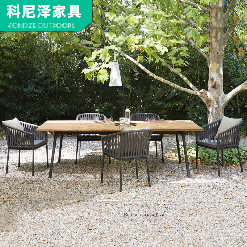 Outdoor open-air balcony rattan chair bar cafe indoor simple modern courtyard garden dining table and chair combination
