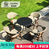 Outdoor table and chair rattan chair three-piece balcony table and chair model room coffee table and chair outdoor leisure rattan table and chair combination